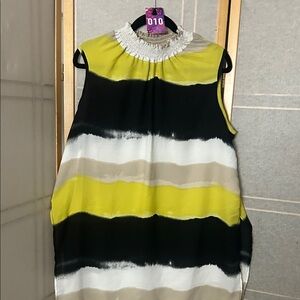 Ashley Stewart Sleeveless Blouse - Black, Yellow, White
